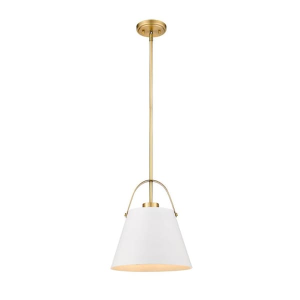 Z-Lite Z-Studio 1 Light Pendant, Matte White & Heritage Brass 726P-MW+HBR - main